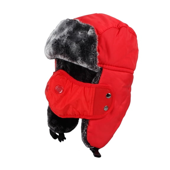 WITHMOONS Winter Trapper Russian Hat Earflaps Mask Windproof Fleece Cap AZT0063 (Red)