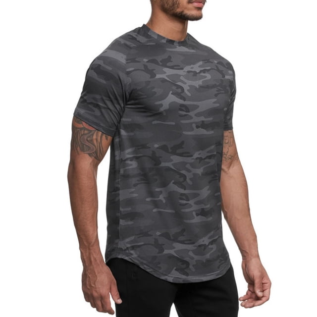Camisetas Camiseta Deportiva Camuflaje Transpirable Amigable Con La Piel Para Yoga Para Hombres ANGGREK Otros