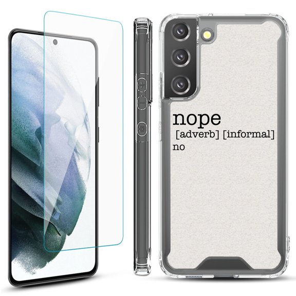 Shockproof Bumper Phone Case for Samsung Galaxy S22  / S22 Plus 5G, with Tempered Glass Screen Protector, by OneToughShield ® - Dictionary/Nope