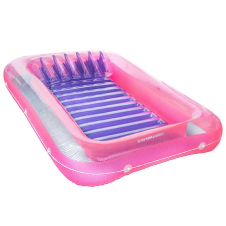 SWIMLINE ORIGINAL Suntan Tub Classic Edition Inflatable Floating Lounger Pink | Personal Tanning Pool Hybrid Lounge | Comfort Pillow | Fill With Water | For Kids & Adults | Reflective Tanning Design