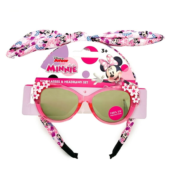 Minnie Mouse Girl's Fashion Sunglasses and Bow Headband, 2-Piece Set, Pink