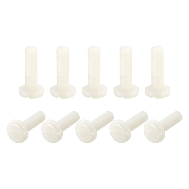 Unique Bargains Nylon Machine Screws, M6x20mm Slotted Pan Head Fasteners Bolts, White 25Pack