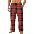 thumbnail image 2 of GrmtClth Men's Fuzzy Plush Pajama Pants Fashion Flannel Fleece Soft Comfy Plaid Loungewear Fall Winter Warm Fluffy Pj Pants with Pockets Red XXXL, 2 of 6
