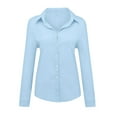 thumbnail image 4 of Puntoco Womens Plus Size Tops,Loose Linen Button Solid Lapel Long Sleeves T-Shirt Blouse Tops, 4 of 8