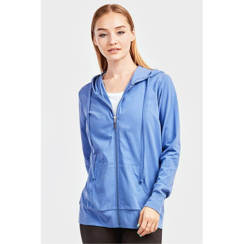 Sofra Sofra Womens Zip Up Hoodie Soft Cotton Jacket Sportswear Sky Blue Size Large 9695