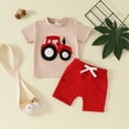 thumbnail image 2 of TOWED22 Toddler Baby Boys Western Outfits Embroidery Cow Short Sleeve T Shirt and Plaid Shorts Sets 2Pcs Summer Clothes Set Red,18-24 M, 2 of 9