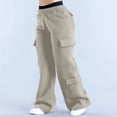 thumbnail image 4 of Pantalones Deportivos de Mujer, Estilo Cargo, de Pierna , Holgados, Ideales para Otoño, para el Trabajo y para Viajar. Caqui L, 4 of 8