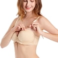 thumbnail image 2 of VISALY Strapless Clear Back Strap Convertible Bra with Lace Push Up Padded Backless Bra Plus Size Underwired Brassiere Low Back Strapless Bra Women Push Up Lace Trim Lifting Balconette Beige 38E, 2 of 9
