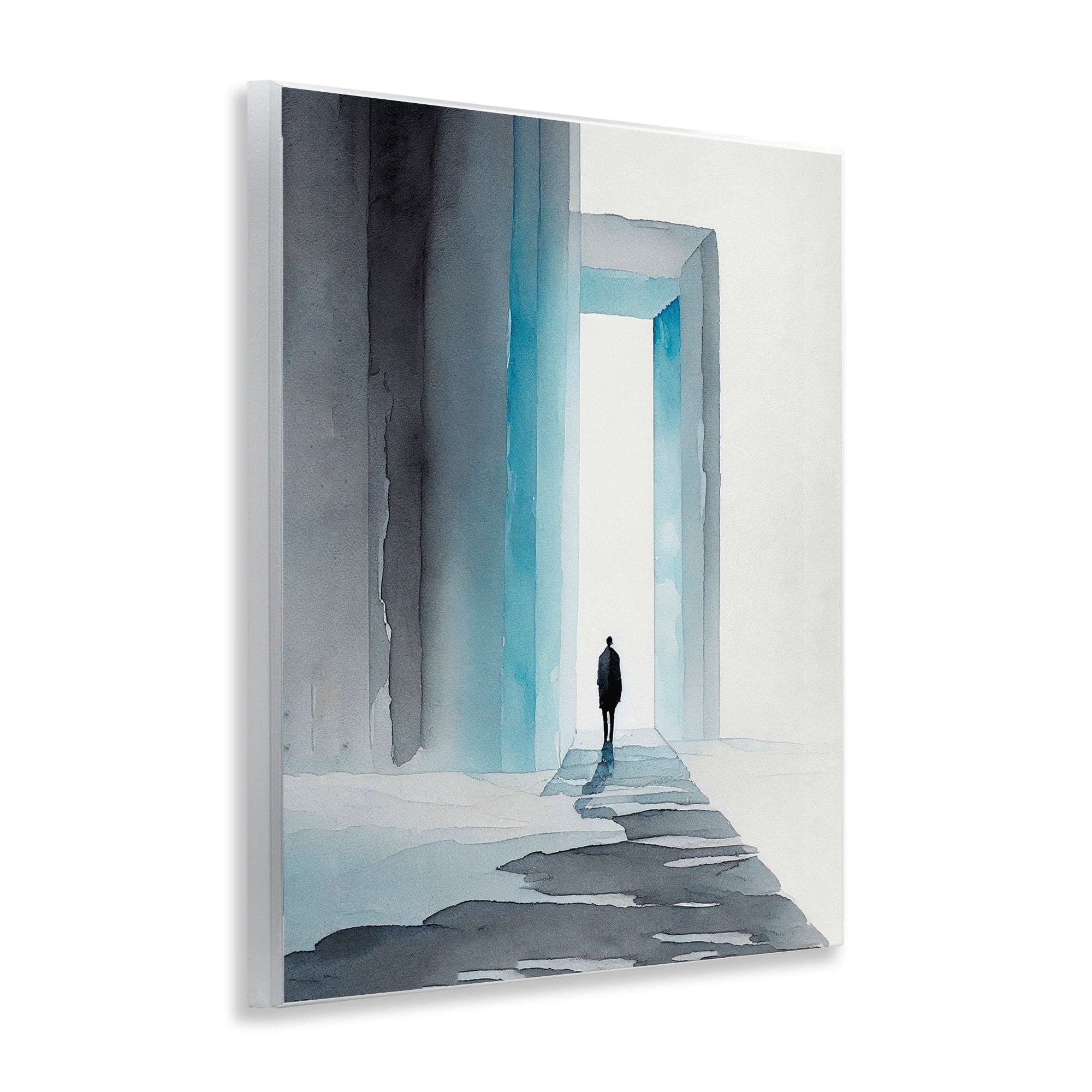 Stupell Industries Person with Snowy Doorway Landscape Painting Unframed Art Print Wall Art, 11 x 14