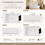 73 x 48 Whirlpool Bathtub for 2-Person with 8 Hydro Massage Jets & Chromatherapy LED Lights, 1HP UL Certified Pump, 3-Sided Apron Acrylic Soaking Tub, Left Drain, 110 Gallons, White