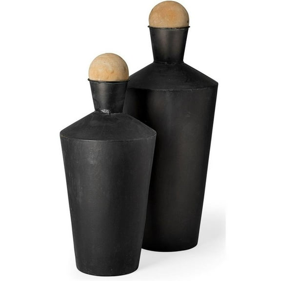 Mercana Asher (Set of 2) Black Metal Urns