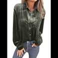 thumbnail image 1 of Camisetas Casuales de Larga con Botones de Terciopelo de Invierno para Mujer Verde XXXL, 1 of 8