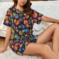 thumbnail image 6 of Bixox Women's Colorful Pineapples1 Printed Pajama Set 2 Piece Lounge Set Top and Shorts Soft Pajamas, Shorts with Pockets, 6 of 7