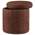 thumbnail image 3 of Bouclair Red Round Storage Fabric Ottoman, 3 of 8