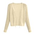 thumbnail image 5 of VJGBEGW Womens Fashion Cardigan Casucal Tie Front Shrugs Sweaters Tops Long Sleeve Knit Cropped Cardigans Tops Beige L, 5 of 7