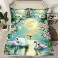 thumbnail image 2 of Castle Fairy Female Men Women Animal Swan Full Size Sheets 4-Piece,Romantic Valentine's Day Breathable Bed Sheets,Green Pink White Lightweight Sheet Sets,Lightweight Room Decor, 2 of 7