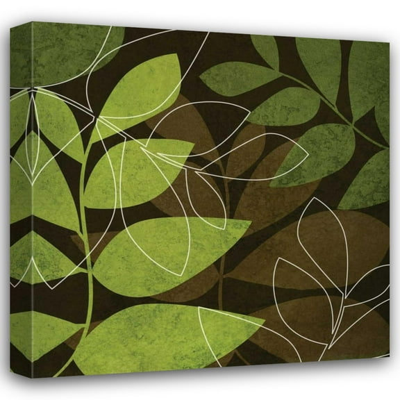 Kristin Emery 20x20 Gallery Wrapped Canvas Wall Art Titled - Green and Brown Leaves I