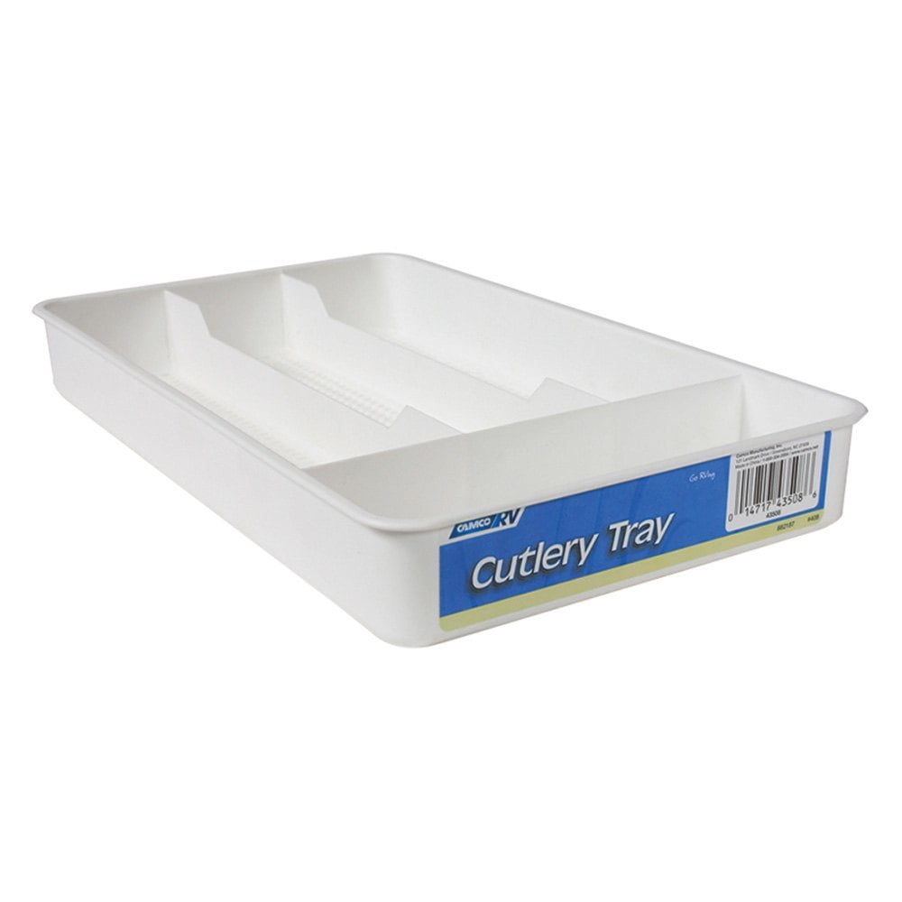 Camco 43508 Cutlery Tray for RV and Compact Kitchen Drawers, White