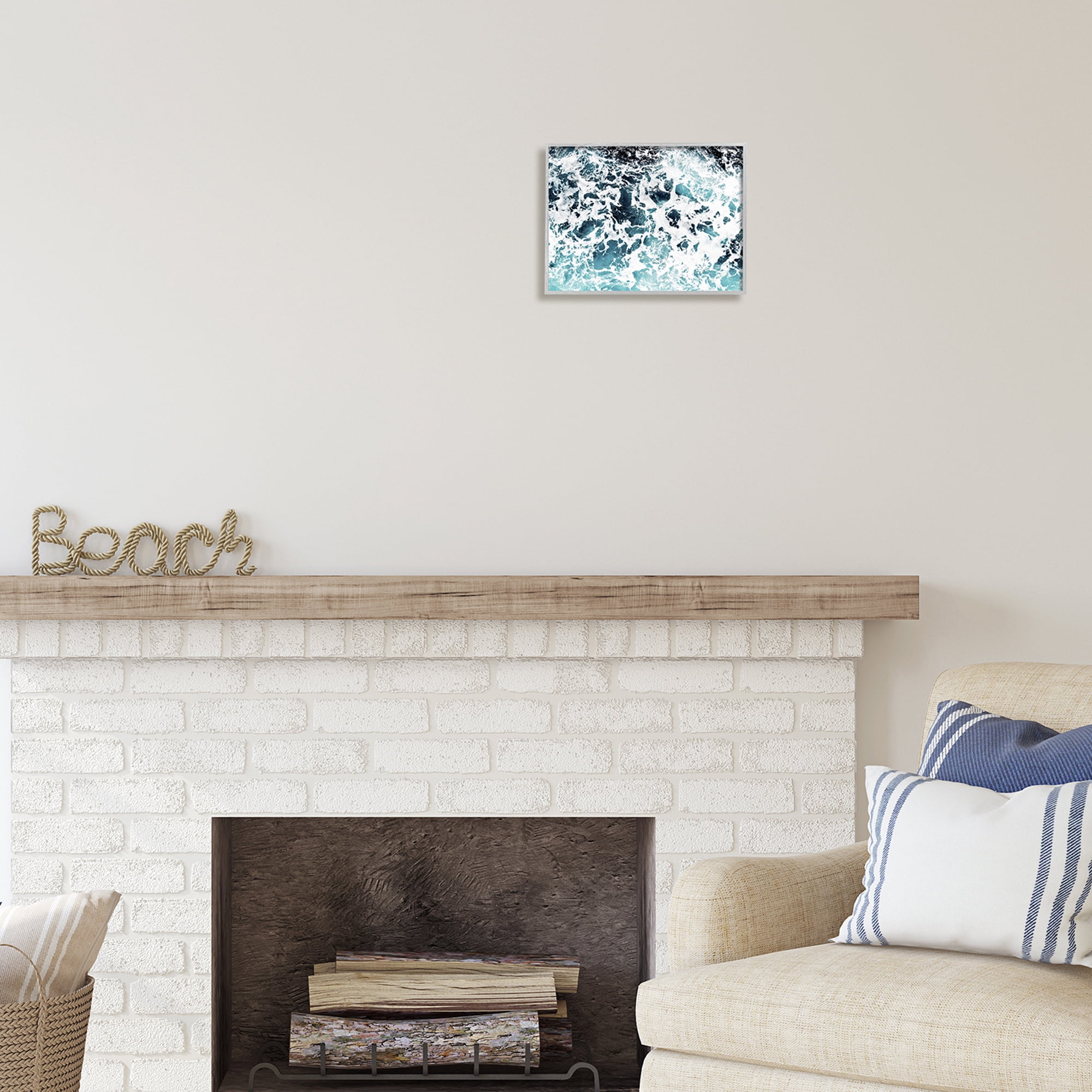 Stupell Industries Abstract Ocean Foam Pattern Nature Painting Gray Framed Art Print Wall Art, 14 x 11