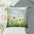 thumbnail image 2 of Creowell  Daffodils Pillow Sham, Daffodil Field with Butterflies Meadow and Grass Springtime Park Easter Print, Decorative Standard Printed Pillowcase, Green Yellow, 2 of 5