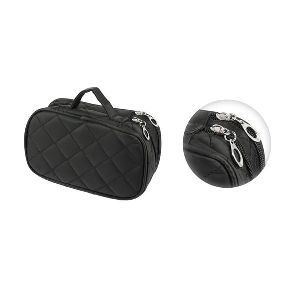 Vocoste 1pcs Travel Double Layer Makeup Bag Portable Makeup Organizer Bag Cosmetics Storage Bag Waterproof Black