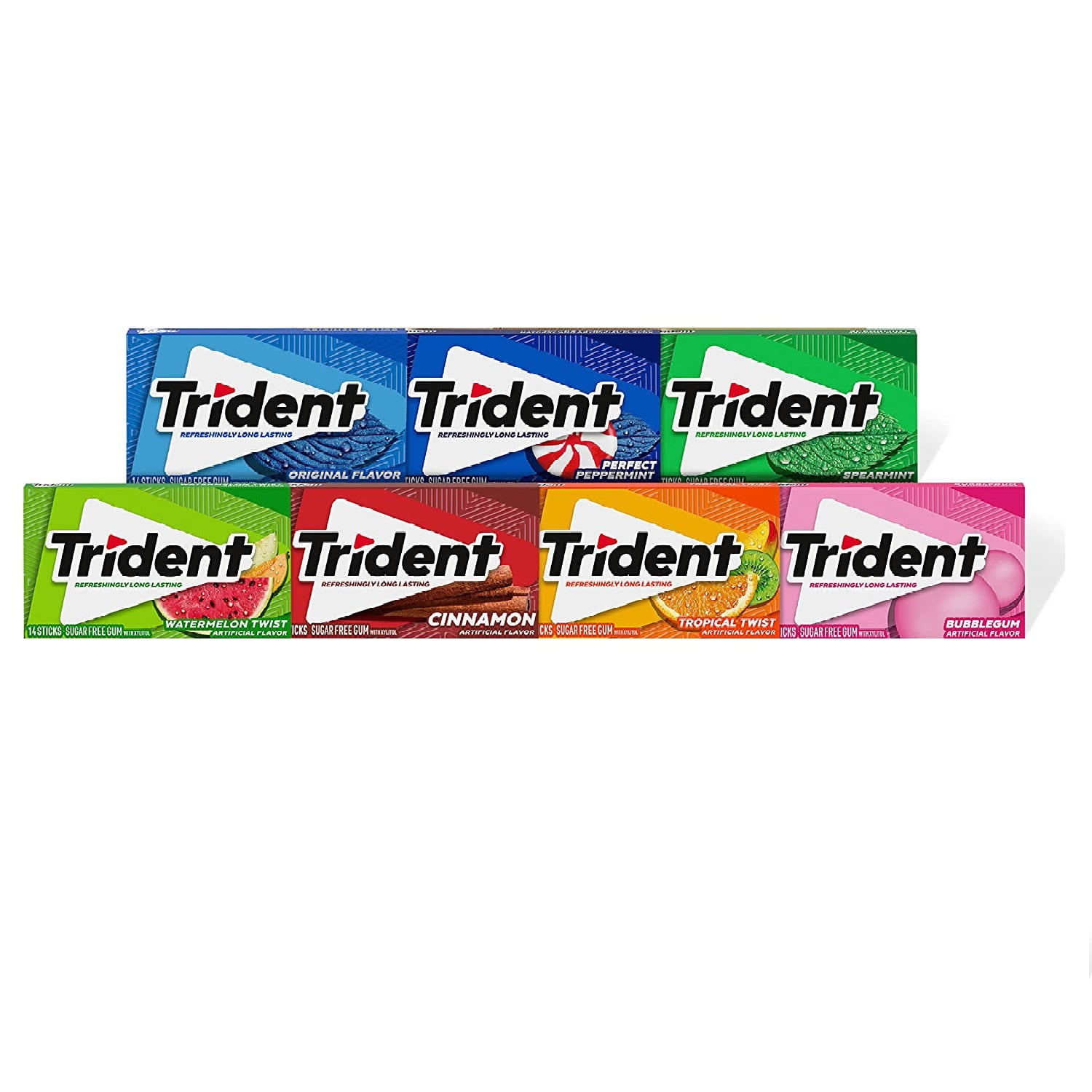 Trident Sugar Free Gum Variety Pack, 7 Packs of 14 Pieces (98 Total Pieces)