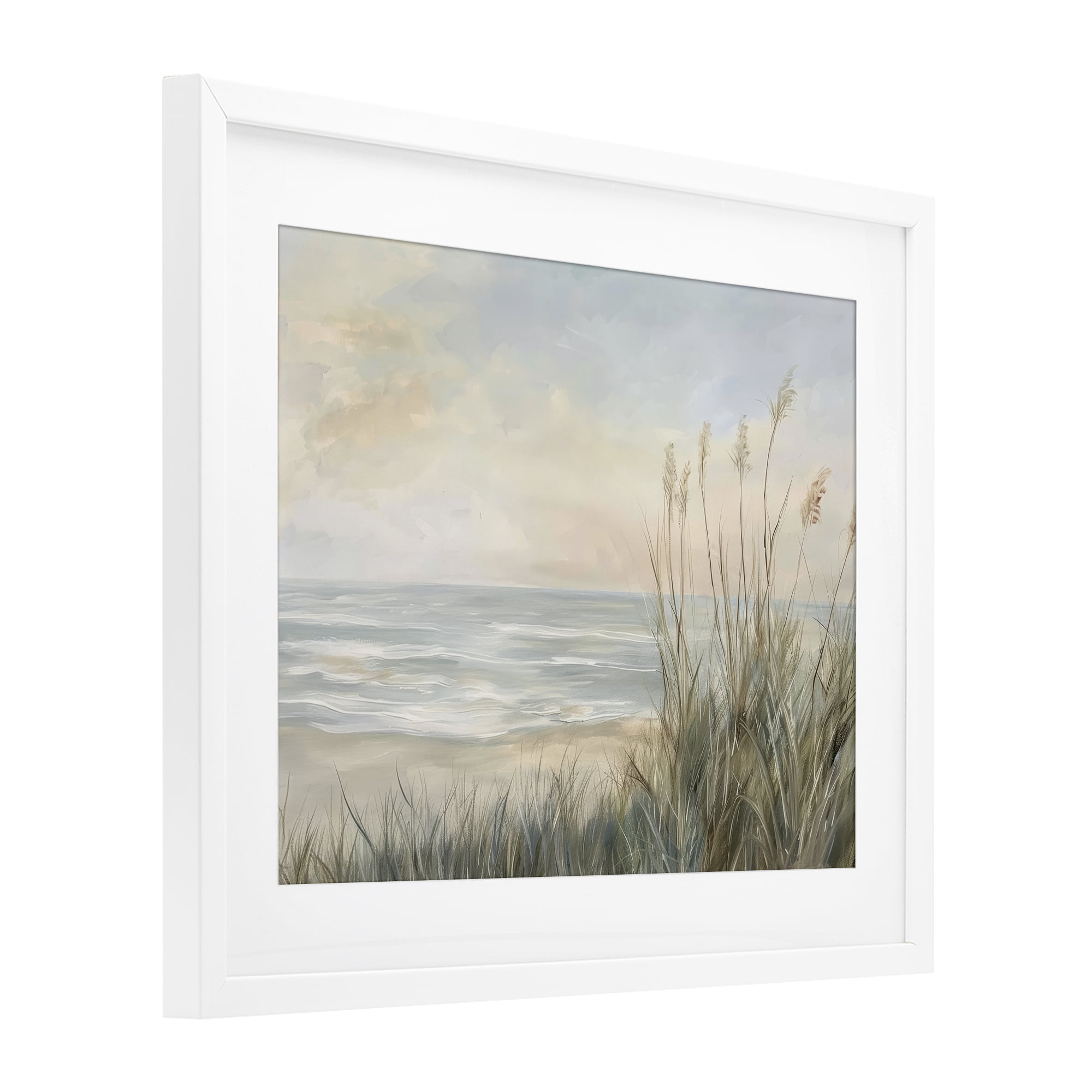 Stupell Industries Scenic Beach Dunes at Dawn White Framed Print Under Glass, design by Petal Prints Design