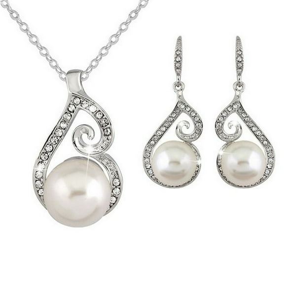 xiangDd Korean Fashion Necklace And Earring Set Trendy Pearl Jewelry Set