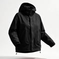 thumbnail image 6 of Admvng Women's Rain Jacket Waterproof Hooded Adjustable Cuff Zipper Pocket Outdoor Windproof Short Hiking Coat, 6 of 9
