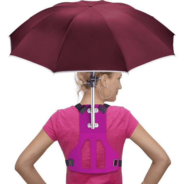 Parapluie Portable Mains Libres - Protection Solaire et Pluie pour Pêche, Course, Kayak et Aventures en Plein Air - Rouge
