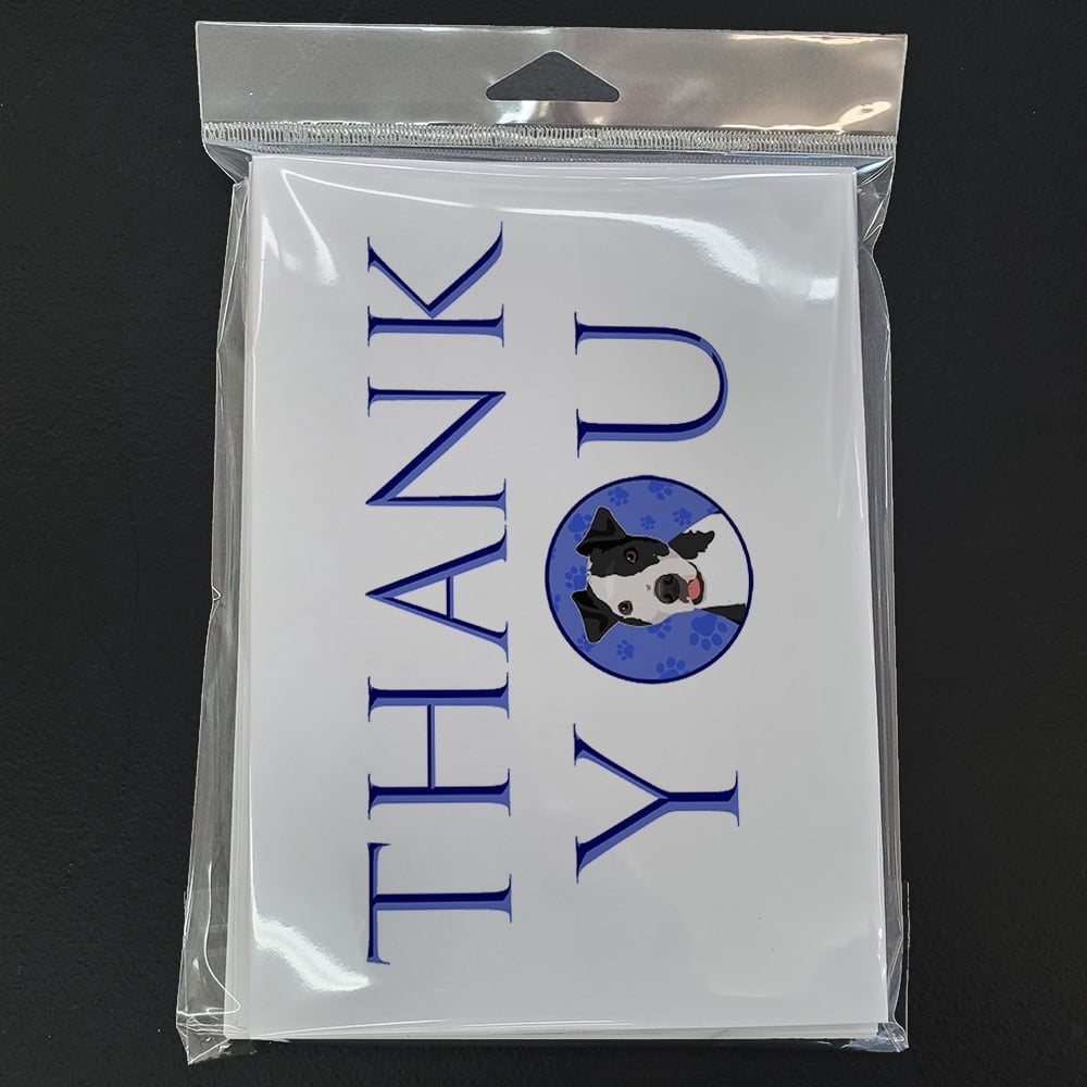 Pit Bull Black #2 Thank You Greeting Cards and Envelopes Pack of 8 7 in x 5 in