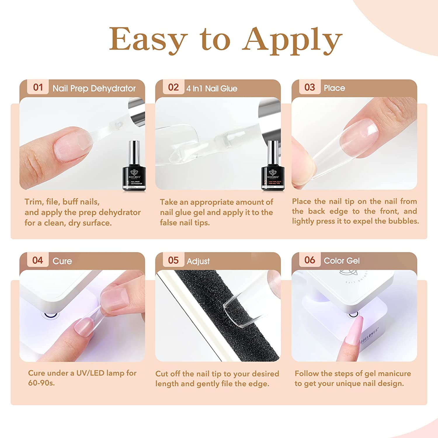 Nailover™ UV-free Nail Extension Kit (100 tips) | Nail extensions, Glue on  nails, Clear nail tips
