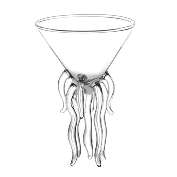 Boxing Day Deals Snorda -Octopus Cocktail Glass Transparent Jellyfish  Whiskey Glass Juice Wine Champagne 