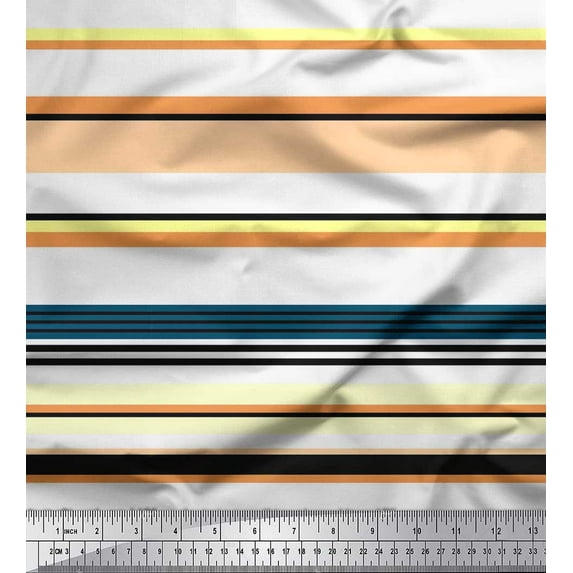 Soimoi Cotton Poplin Fabric Stripe Color Block Printed Craft Fabric by The Yard 42 Inch Wide