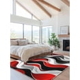 thumbnail image 2 of Abstract Wave Line Area Rug for Bedroom 5x7 Ft Black Red Gray Stripe Graffiti Super Soft fuzzy Throw Rug Non-Slip Fluffy Plush Indoor Floor Carpet for Living Room Nursery Home Decor, 2 of 8