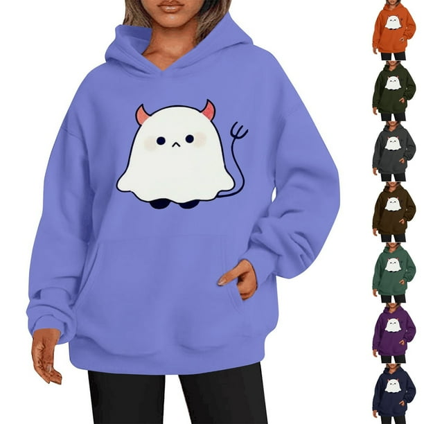 Sudaderas con capucha de Halloween para mujer jerseis de estilo gotico Top Vintage informal sudaderas con capucha de fantasmas de Halloween Retro sudadera divertida de fiesta Walmart en linea