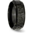 thumbnail image 5 of Chisel Stainless Steel Polished and Hammered Black IP-plated 8.2mm Beveled Edge Band - Ring Size 12.5, 5 of 8