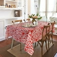 thumbnail image 2 of Rectangle Polyester Tablecloth Vintage Printed and Spill Proof Table Cover for Home and Kitchen (Red and White, 60x104 Inch), 2 of 6
