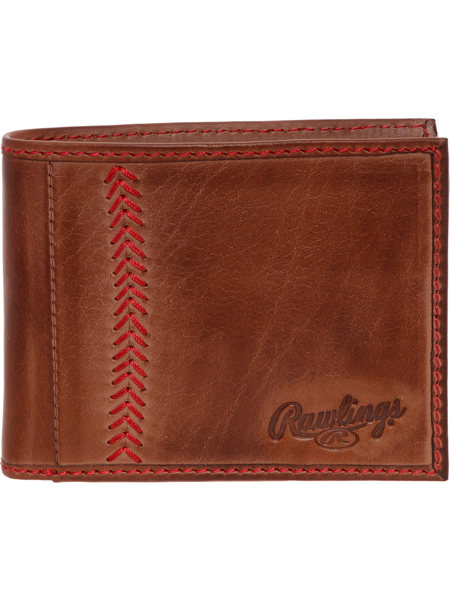 Rawlings Mens Tanned-leather Baseball Stitch Embroidered Wallet Light Brown 