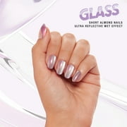Salon Perfect Artificial Fake Press On Nails, 382 Glass Violet, Short Almond, File, Glue, and Prep Pad Included, 30 Nails