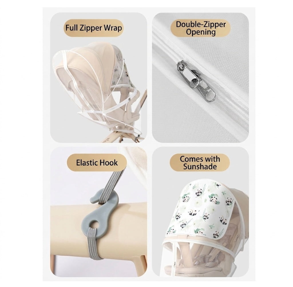 bingyu Universal Baby Stroller Mosquito Net, Full Coverage Zipper Bug Net with Sunshade, Foldable Portable for Strollers, Wagon & Pushchair