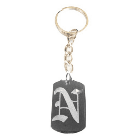 Letter N OLD English Font Initial First Name Logo - Metal Ring Key Chain (Best Font For Name Tags)