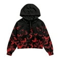 thumbnail image 4 of Xoenoiee Red Bat Print Girls Half Zipper Pullover Sweatshirt Halloween Long Sleeve Hoodies with Kangaroo Pocket Fleece Basic Sweater, Size 5-6 Years, 4 of 7