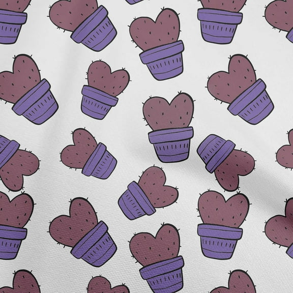 oneOone Viscose Chiffon Purple Fabric Cactus Fabric For Sewing Printed Craft Fabric By The Yard 42 Inch Wide