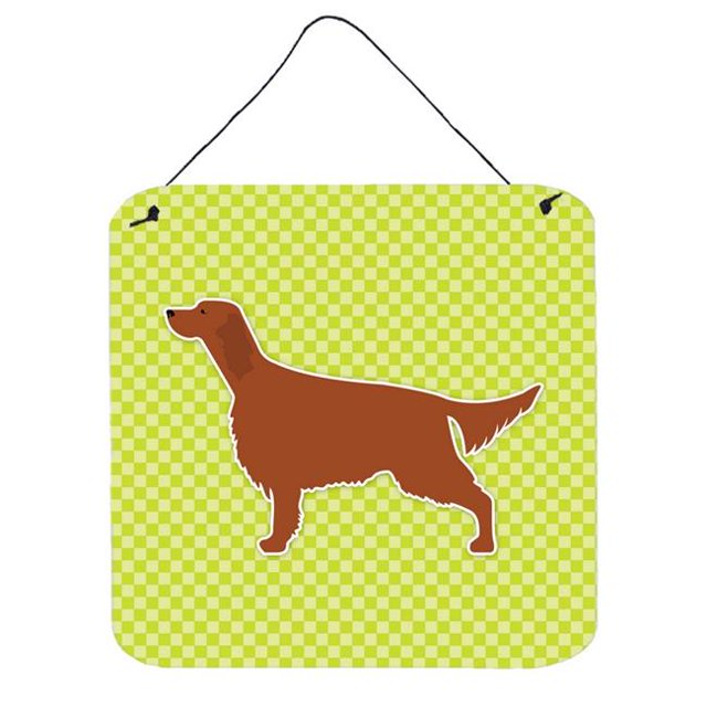 Irish Setter Checkerboard Green Wall or Door Hanging Prints