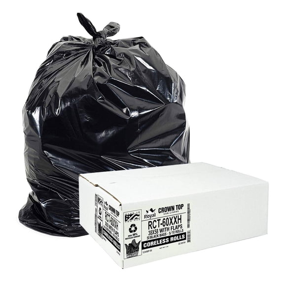 Bolsas de basura Aluf Plastics 208 L Heavy Duty, paquete de 50 unidades, negras