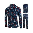 thumbnail image 3 of Franhais Men Christmas 3Pcs Suit Cartoon Print Long Sleeve Single Breasted Jacket with Vest Pants, 3 of 9
