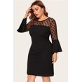 thumbnail image 5 of Women's Plus Size Polka Dot Mesh Yoke Flounce Sleeve Split Dress 1X-5X, 5 of 7