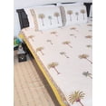 thumbnail image 2 of Maplepad Handblock Palm Tree Print Cotton Double Bedsheet With Two Pillowcases, Size 90"X108", PK1, 2 of 5