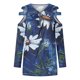 thumbnail image 5 of Mujeres otoño estampado floral cuello pico sexy manga larga fuera del hombro pulóver cremallera blusa camiseta tops Fridja fhghd2820, 5 of 8